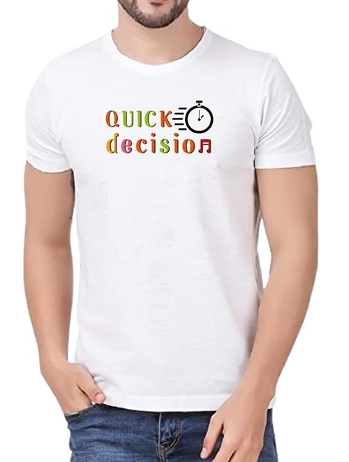 ROUND NECK HALF SLEEVES "QUICK DESCISION" PRINTED TSHIRT FOR MEN
