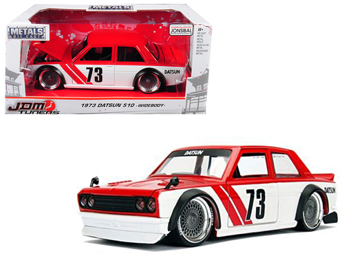 1973 Datsun 510 Widebody #73 Red \JDM Tuners\" 1/24 Diecast Model Car