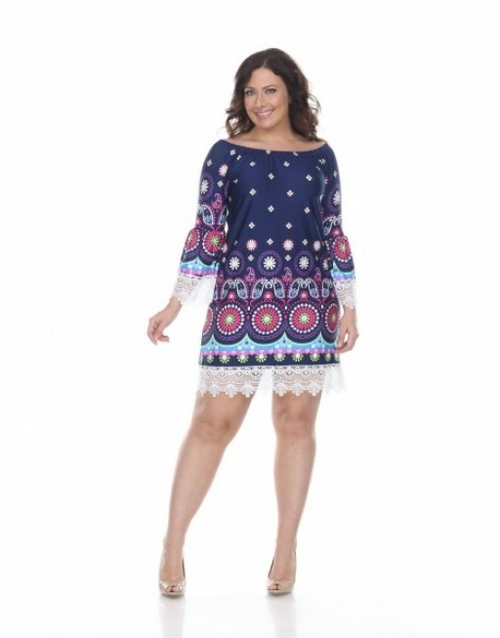 PS803-11-3XL Womens Plus Size Rakel Dress, Blue - 3XL