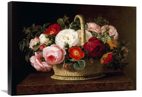 Global Gallery GCS-266630-30-142 30 in. Roses in a Basket on a Ledge A