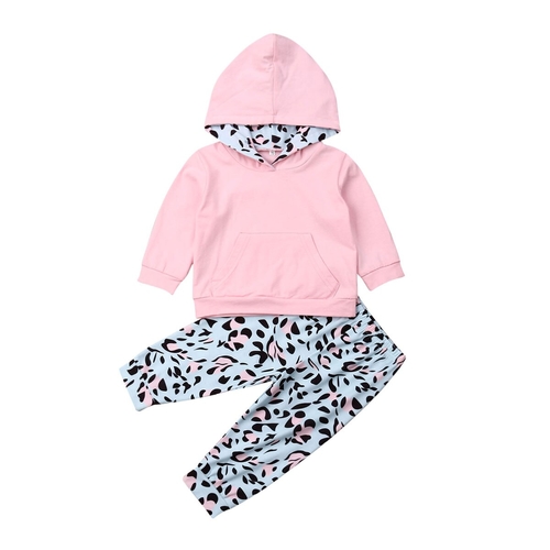 2PCS Newborn Baby Girl Clothes Sets Pink Long