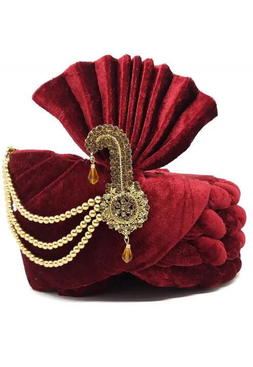 Embellished Velvet Turban/Pagri  (Color-MAROON)