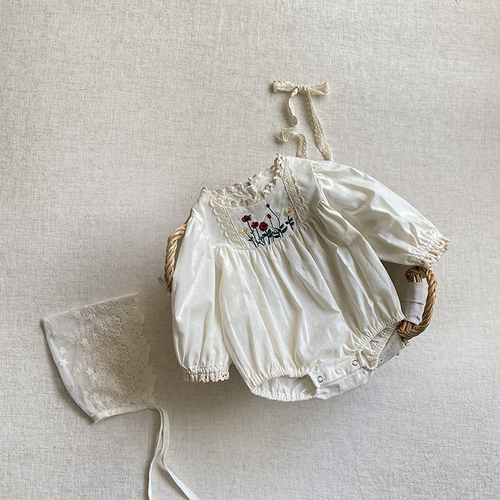 Spocket Dropship Baby Solid Color Embroidered Pattern Long