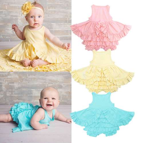 100% Cotton Newborn Baby Girls Layered Ruffle