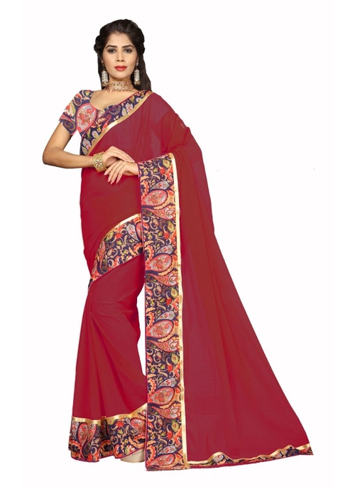 Maroon Color Chiffon  Saree