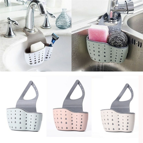 Sink Shelf Soap Sponge Drain Rack Silicone Storage Basket Bag Faucet