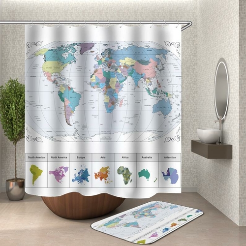 World Map Shower Curtain