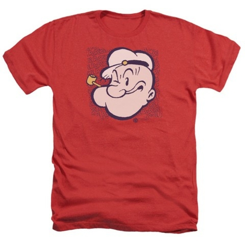 Popeye-Head Adult Heather Tee, Red - Medium