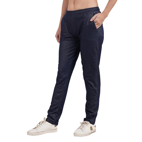 Women Denim Look Cotton Blend Fabric Trackpant  (Size-XL) (Color-NAVY