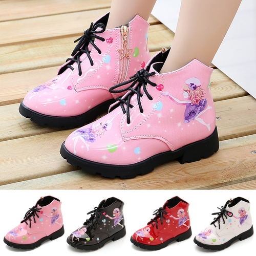 Baby Girls Martin Pu Leather Zipper Boots Soft