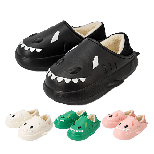 Autumn And Winter New Waterproof Shark Cotton Slippers Women Cute Indo
