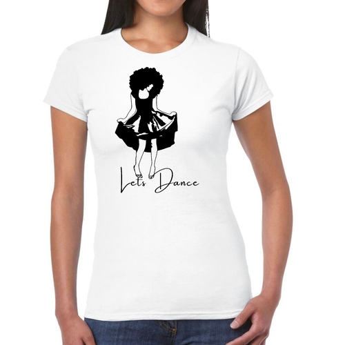 Womens Graphic T-shirt Say it Soul - Lets Dance Black Line Art Print