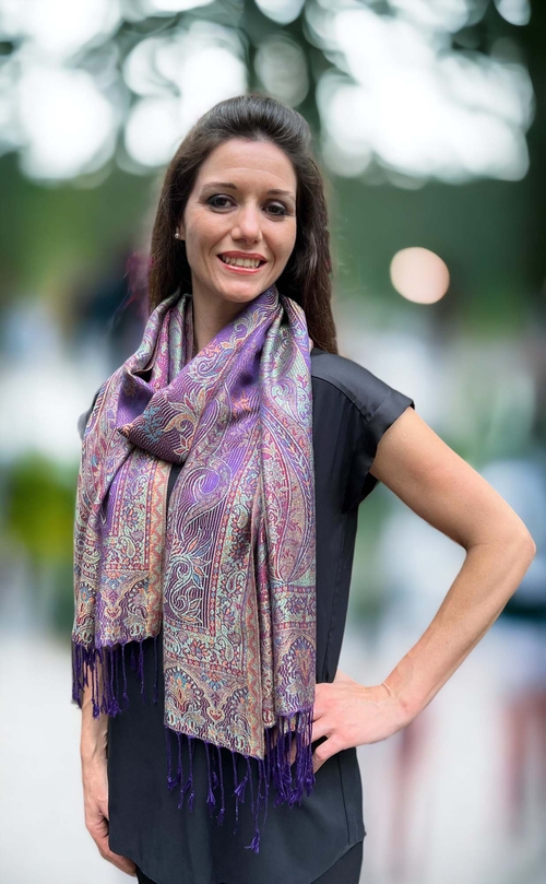 Purple Jamawar Pashmina Scarf