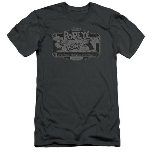 Trevco Popeye-Classic Popeye Short Sleeve Adult 30-1 Tee, Charcoal