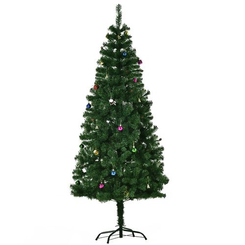 HOMCOM 6ft Decorated Christmas Tree Winter Holiday Seasonal Indoor