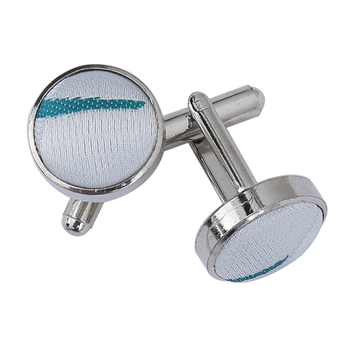 Scroll Cufflinks - Silver & Teal