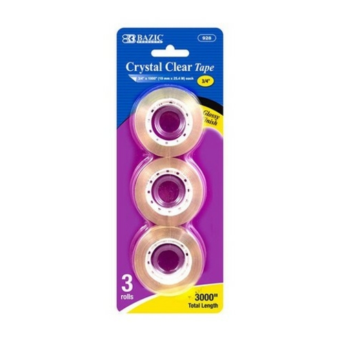 Bazic 928     3/4" X 1000" Crystal Clear Tape Refill (3/Pack