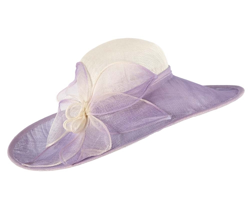 Cream & lilac wide brim racing hat