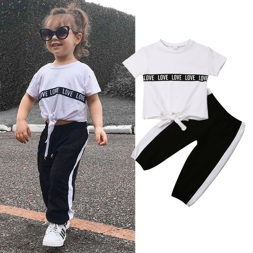2PCS Toddler Baby Girls 1 5Y Clothes Sets Letter