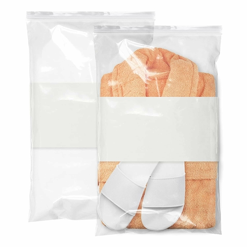 Pack of 500 White Block Zipper Bags 14 x 24. Ultra Thick Write on