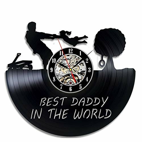 BEST DAD IN THE WORLD HANDMADE VINYL RECORD WALL CLOCK FAN GIFT