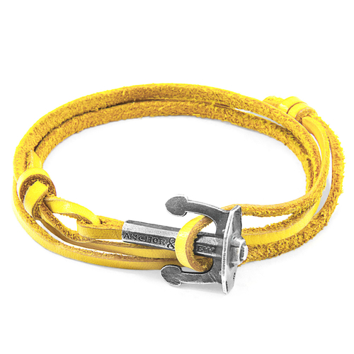 Mustard Yellow Union Silver & Flat Leather Bracelet