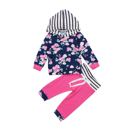 Newborn Baby Girls Floral Outfits Clothes Hooded