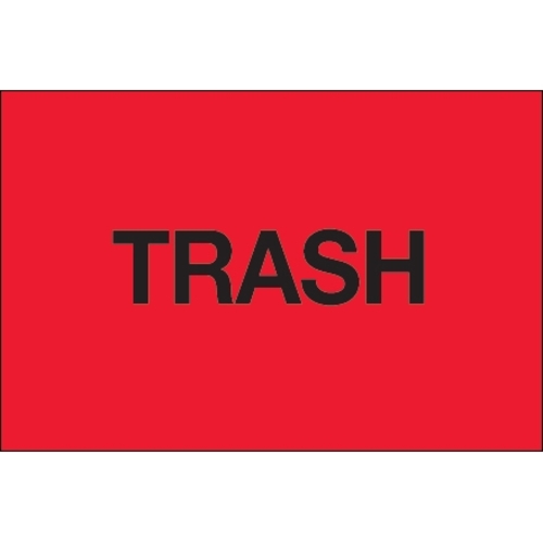 Tape Logic DL1149 2 x 3 in. - Trash Fluorescent Red Labels - Roll of 5