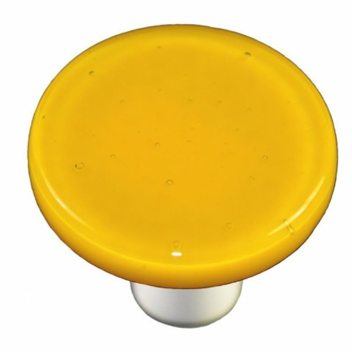 Hot Knobs HK1012-KRA Sunflower Yellow Round Glass Cabinet Knob - Alumi