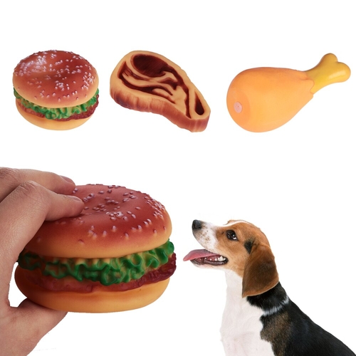 Hot Pet Puppy Chew Squeaker Rubber Sound Hamburger