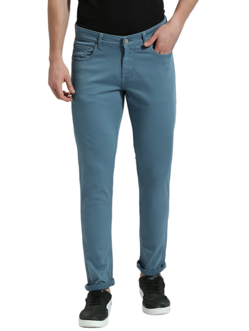 Men Solid Mid Rise Slim Fit Jean(size38)(ColorBlue)
