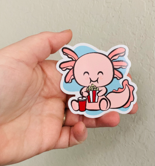 Axolotl Popcorn Sticker/Magnet