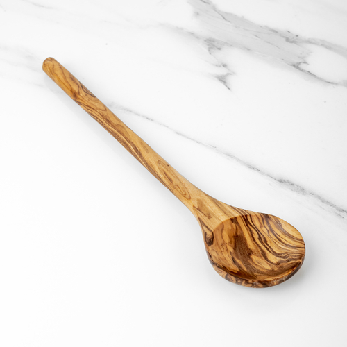 Handmade Olive Wood Round Stirring Spoon, 11.8"