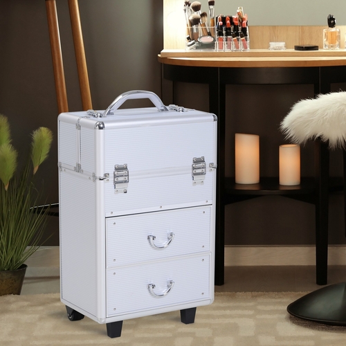Soozier Rolling Makeup Case Salon Beauty Cosmetic Organizer Trolley