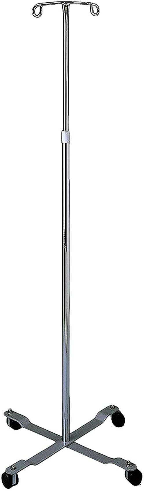 Dukal IV Poles Stand with 2 Hook. Chrome Plated Steel Stand, 4 Caster