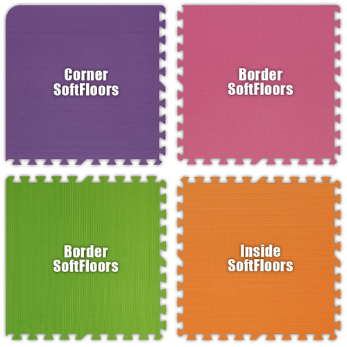 Alessco SFPEPKLGOE1010 SoftFloors -Purple- Pink- Lime Green- Orange -1