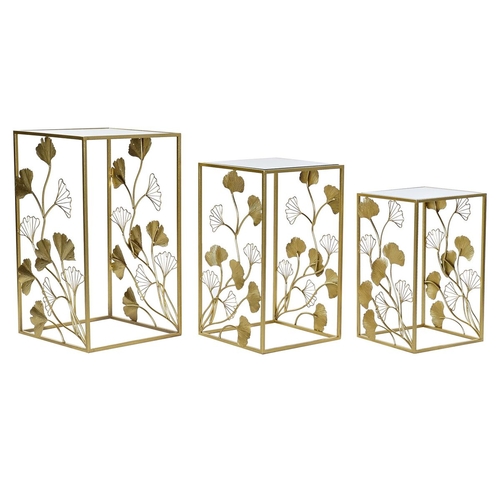 Set of 3 tables DKD Home Decor Mirror Golden Metal 40 x 40 x 70 cm