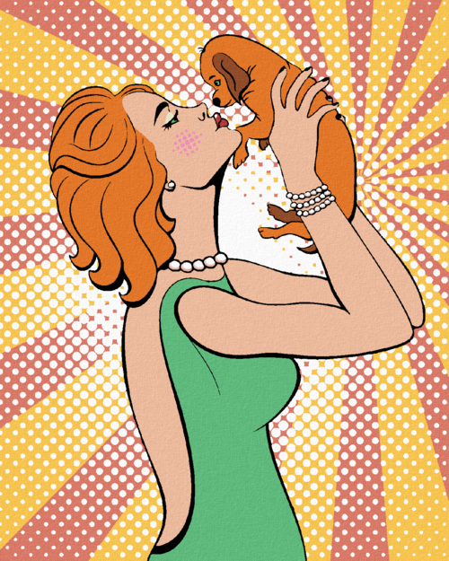 Paint by Numbers - POP-ART WOMAN WITH A PUPPY