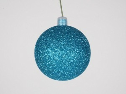 Winterland WL-ORN-BLKG-250-AQ-W 10 in. Glitter Aqua Ball Ornament with