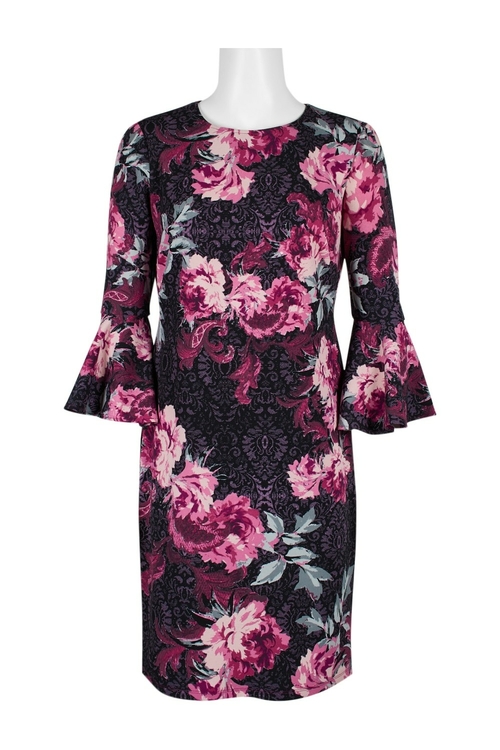 London Times London Times Crew Neck Circular Flounce Sleeve Floral