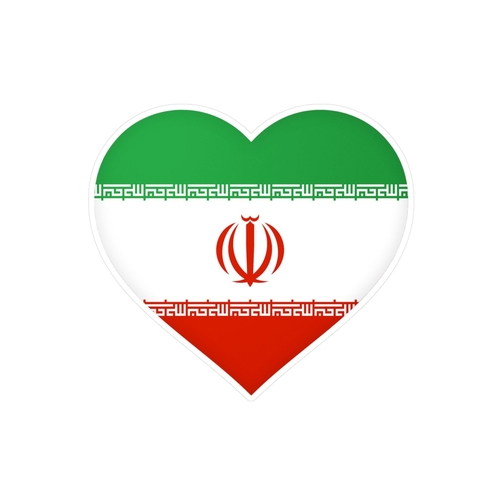 Autocollant en coeur Drapeau de l'Iran en plusieurs tailles