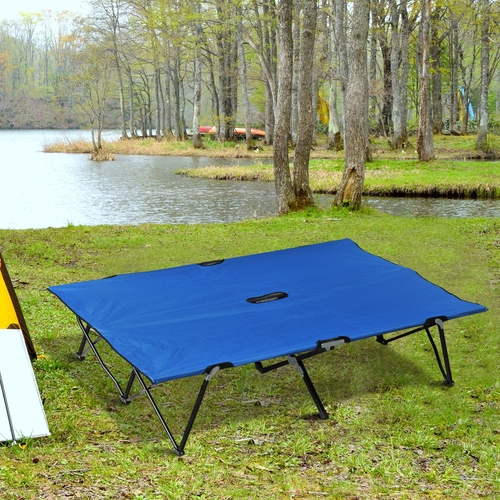 Outsunny 76" 2 Person Folding Camping Cot Travel Hiking Bed w/