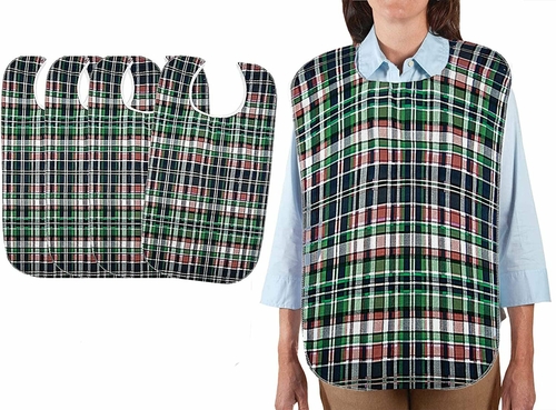 Pack of 12 Adult Clothing Protectors, Highland Blue Plaid 18 x 34.