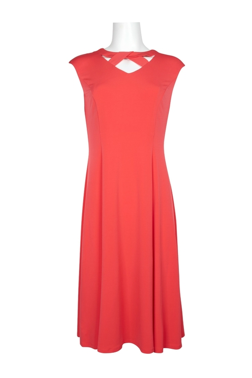 London Times Crew Neck Cutout Front Sleeveless Zipper Back Solid Jerey