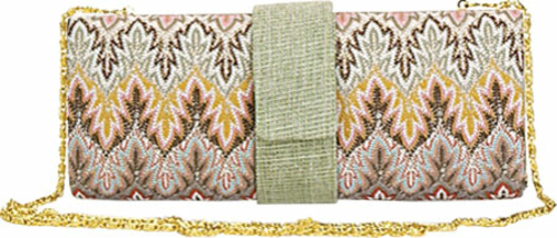 Aryana Rina3Grn Sage Green Multi Printed Chain Strap Clutch Style Wome