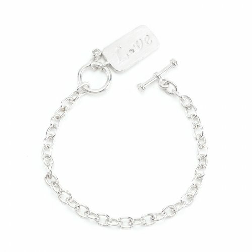 B01467R-C01 Silvertone Love Charm Bracelet