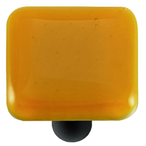 Hot Knobs HK1013-KB Medium Amber Square Glass Cabinet Knob - Black Pos
