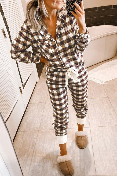 Christmas Fashionable Plaid Print Home Set