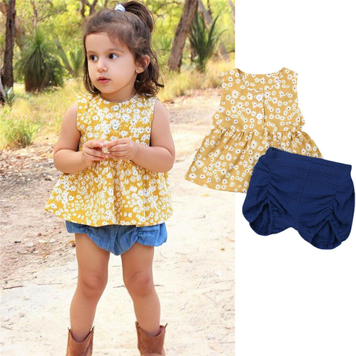 US 2PCS Baby Kids Girls Summer Outfit Toddler Top