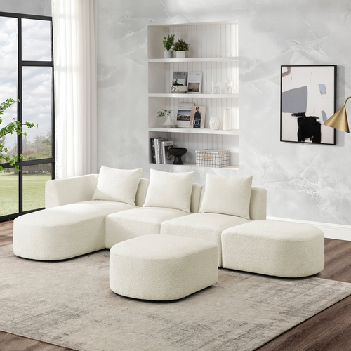 L Shape Sectional Sofa with Left Side Chaise and Ottoman, Modular